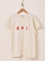 40’s〜50’s "TROJAN" RPI Flock Print T-shirt