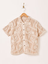 【2色展開】Elcamino フラワー刺繍 半袖シャツ