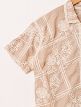 【2色展開】Elcamino フラワー刺繍 半袖シャツ