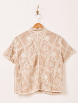 【2色展開】Elcamino フラワー刺繍 半袖シャツ