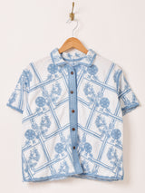 【2色展開】Elcamino フラワー刺繍 半袖シャツ