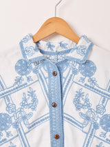 【2色展開】Elcamino フラワー刺繍 半袖シャツ