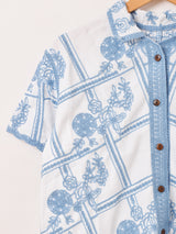 【2色展開】Elcamino フラワー刺繍 半袖シャツ