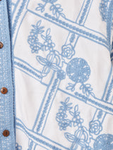 【2色展開】Elcamino フラワー刺繍 半袖シャツ