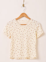 Elcamino 花柄 レース 半袖カットソー