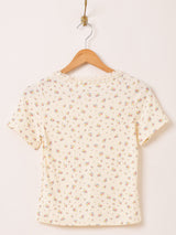 Elcamino 花柄 レース 半袖カットソー