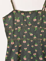 Elcamino 花柄 デニム キャミソールワンピース