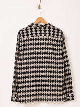 Backers ダイア柄 メッシュ 長袖 オープンカラーシャツ