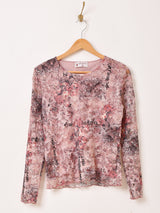 花柄 メッシュ 長袖トップス