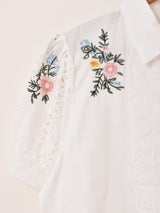 Meridian フラワーブーケ 刺繍 レース 半袖ブラウス