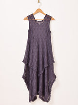 【2色展開】Meridian 花柄レース フリル ノースリーブワンピース