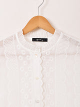 Meridian コットンレース 長袖ブラウス