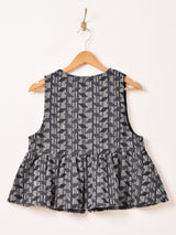 Meridian タペストリー ジオメトリック柄 ペプラムベスト