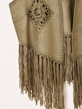 【2色展開】Elcamino フェイクスエード×クロシェ フリンジベスト