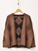 【2色展開】Elcamino フェイクスエード×クロシェ カーディガン