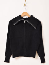 【3色展開】Meridian ビッグカラー ジップ カーディガン