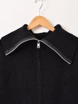 【3色展開】Meridian ビッグカラー ジップ カーディガン