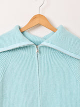 【3色展開】Meridian ビッグカラー ジップ カーディガン