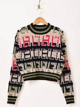 【2色展開】Meridian 総柄 パイルデザイン セーター