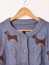 【2色展開】Elcamino 犬柄 カーディガン