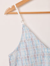 【2色展開】Elcamino レース×チェック柄 キャミソールワンピース