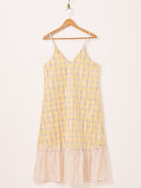 【2色展開】Elcamino レース×チェック柄 キャミソールワンピース