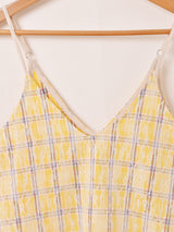 【2色展開】Elcamino レース×チェック柄 キャミソールワンピース