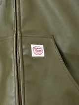 【3色展開】Backers フェイクレザー ジップアップ パーカー