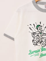 【2色展開】 プリント リンガーTシャツ「Burnin' Gas, Haulin' Ass!!」