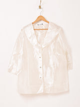 ショールカラー シアー 長袖シャツ