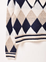 【2色展開】Elcamino ダイヤ柄 襟付きセーター