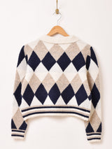 【2色展開】Elcamino ダイヤ柄 襟付きセーター