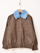 【2色展開】Meridian ファーカラー フェイクレザー ブルゾン