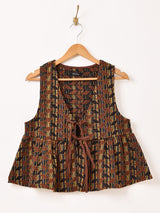 【3色展開】Meridian タペストリー ジオメトリック柄 ペプラムベスト