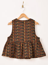 【3色展開】Meridian タペストリー ジオメトリック柄 ペプラムベスト