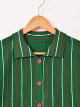 【2色展開】Meridian ストライプ 襟付き カーディガン