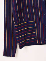 【2色展開】Meridian ストライプ 襟付き カーディガン