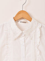 Elcamino フリル×レース 半袖ブラウス