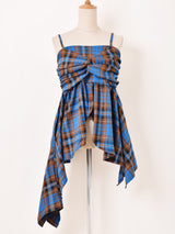 【3色展開】Meridian チェック柄 アシンメトリー キャミソール