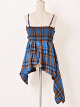 【3色展開】Meridian チェック柄 アシンメトリー キャミソール