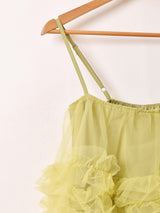 【3色展開】Meridian チュール ミニ キャミソールワンピース