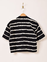 【2色展開】Emerald Motel ボーダー フリンジ 半袖 オープンカラーシャツ