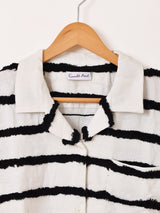 【2色展開】Emerald Motel ボーダー フリンジ 半袖 オープンカラーシャツ