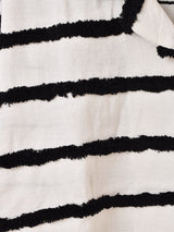 【2色展開】Emerald Motel ボーダー フリンジ 半袖 オープンカラーシャツ