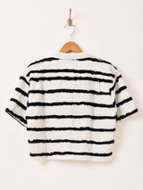 【2色展開】Emerald Motel ボーダー フリンジ 半袖 オープンカラーシャツ