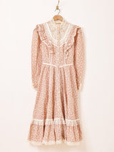 70's Made in USA ”GUNNE SAX" 長袖 小花柄 プレーリードレス