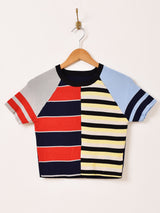 Elcamino マルチボーダー 半袖セーター