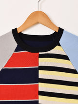 Elcamino マルチボーダー 半袖セーター