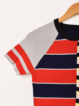 Elcamino マルチボーダー 半袖セーター