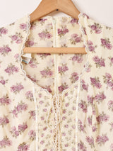 70's Made in USA "GUNNE SAX" 花柄 ロングドレス
